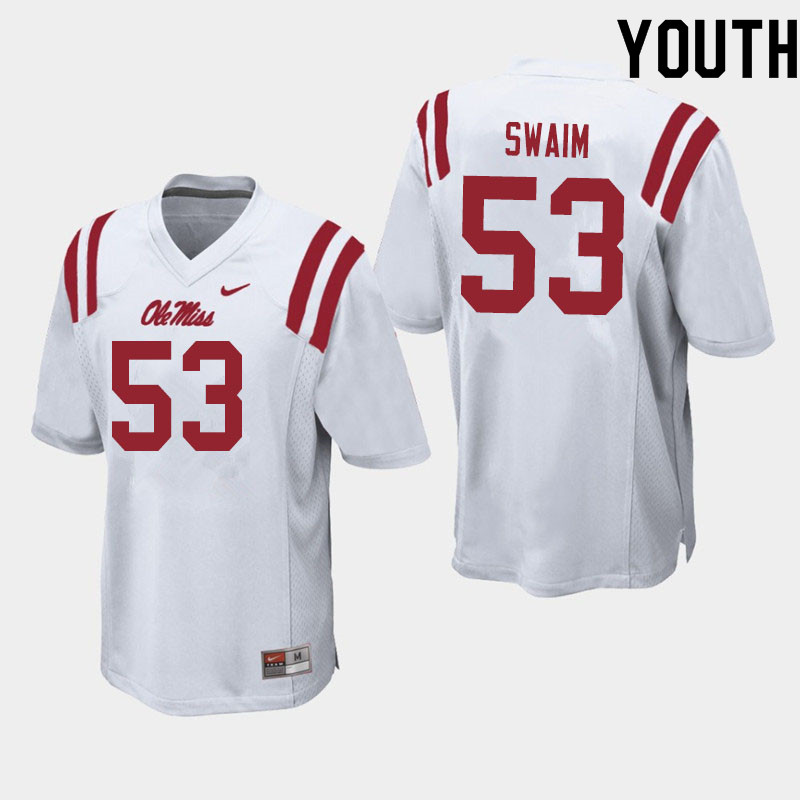 Youth #53 KC Swaim Ole Miss Rebels College Football Jerseys Sale-White - Click Image to Close